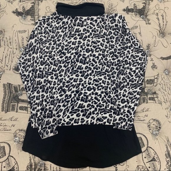 Adrianna Papell Leopard Print Twofer Sweater - Picture 5 of 5